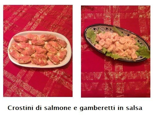 Gamberetti in salsa rosa e crostini al salmone