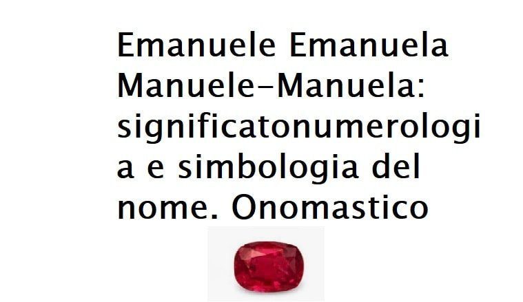 Emanuele-Emanuela-Manuele-Manuela: significato-numerologia