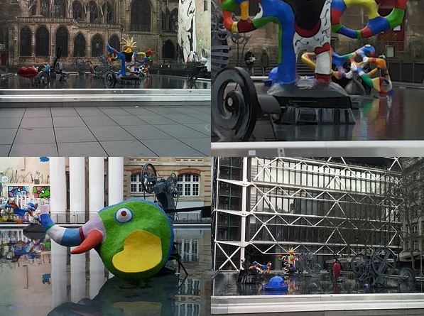 Esterno del Centro Pompidou Paris fontana con opere di Niki Saint Phalle 