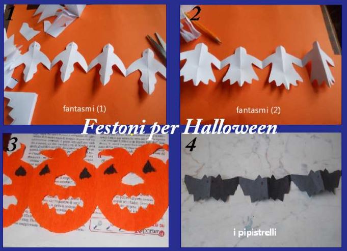 Come fare 4 festoni diversi per halloween con la carta notizie in ... Come creare festoni di carta