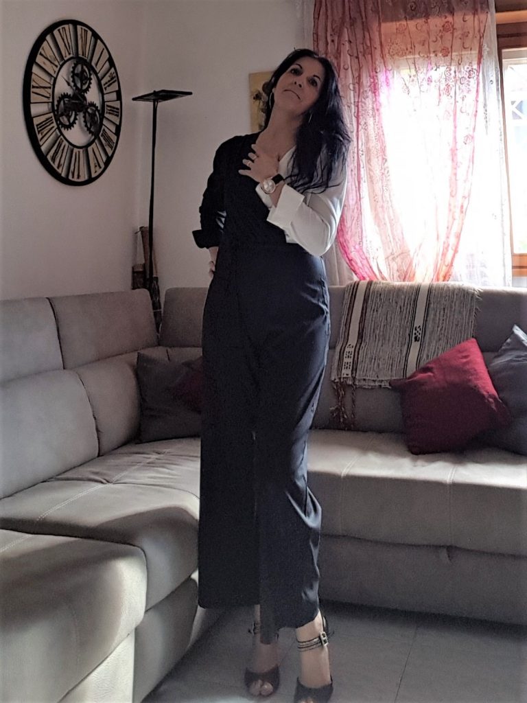 Jumpsuit bianco e nero Manzara