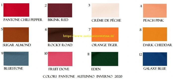 12 colori moda autunno inverno 2020 Pantone