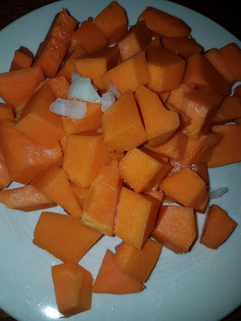 Zucca a cubetti con cipolla