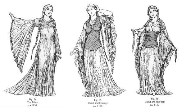 Abiti medievali donne secondo medioevo XII e XIII secolo