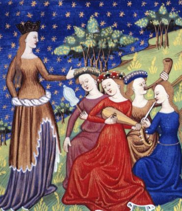 Moda medioevo, donne abiti e  corona turrita