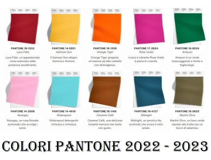 Colore pantone moda i colori più usati 2022 - 2023