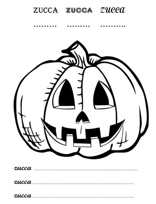 Halloween e zucca da colorare un disegno con scheda alfabetica per bambini