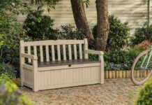 Panchina contenitore o cassapanca per giardino e terrazzo, mobili multifunzione outdoor