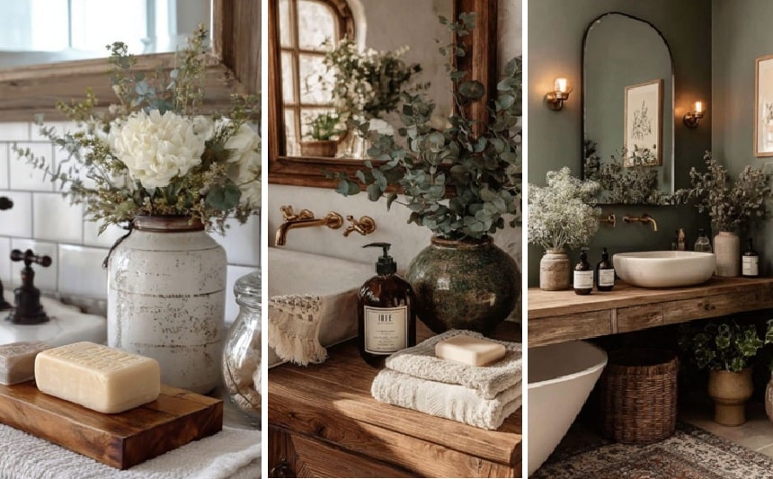 Idee vasi e fiori per bagno shabby chic