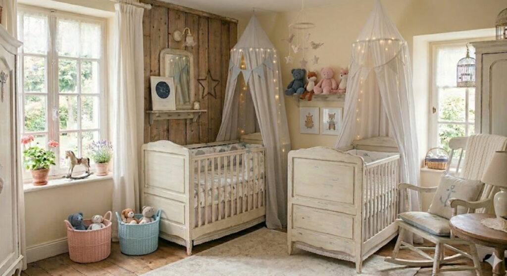 Cameretta shabby chic per gemelli