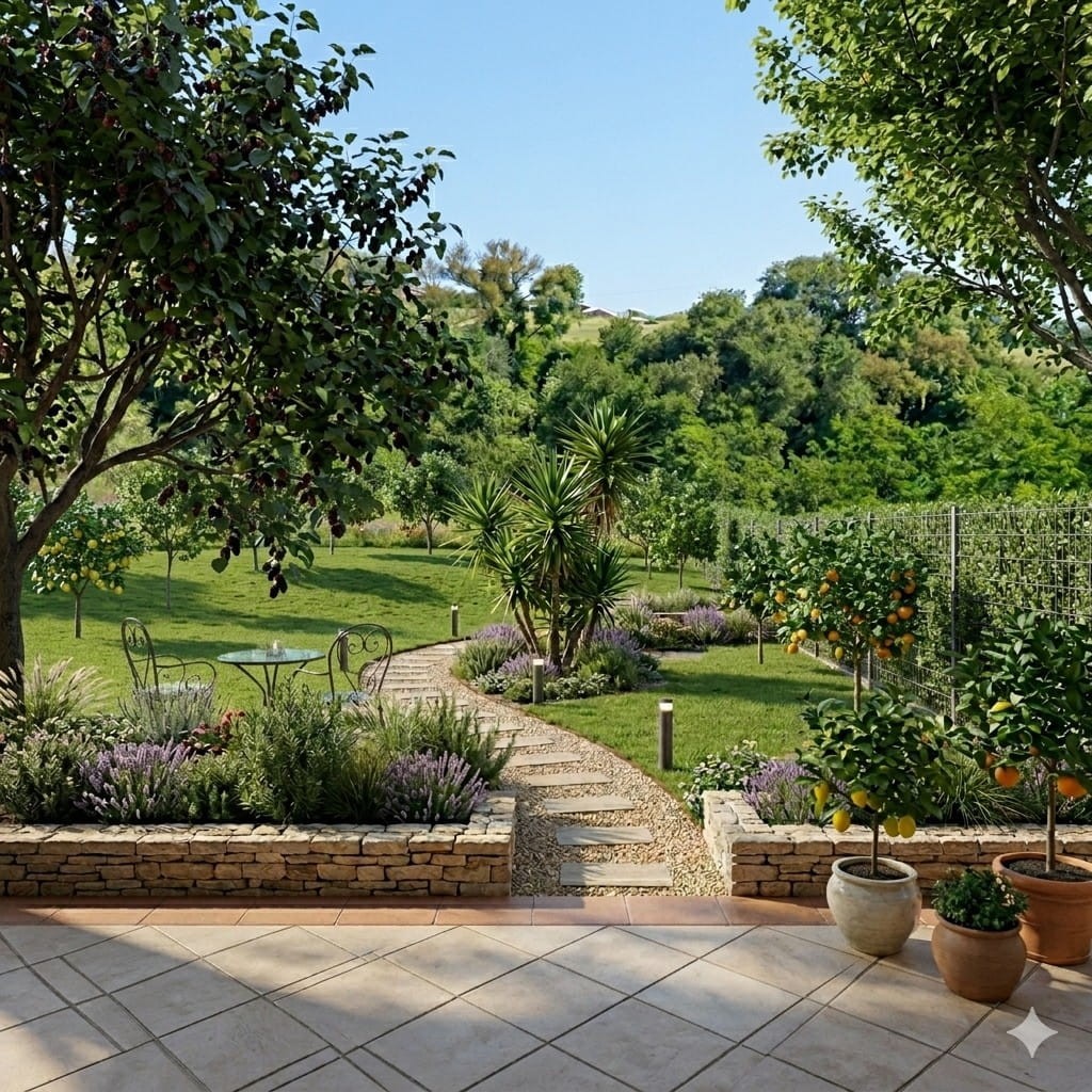 Giardino progettato in una zona verde