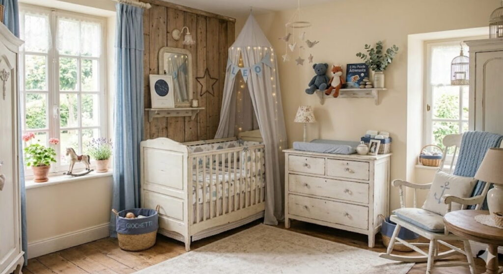 Cameretta shabby chic neonato maschio