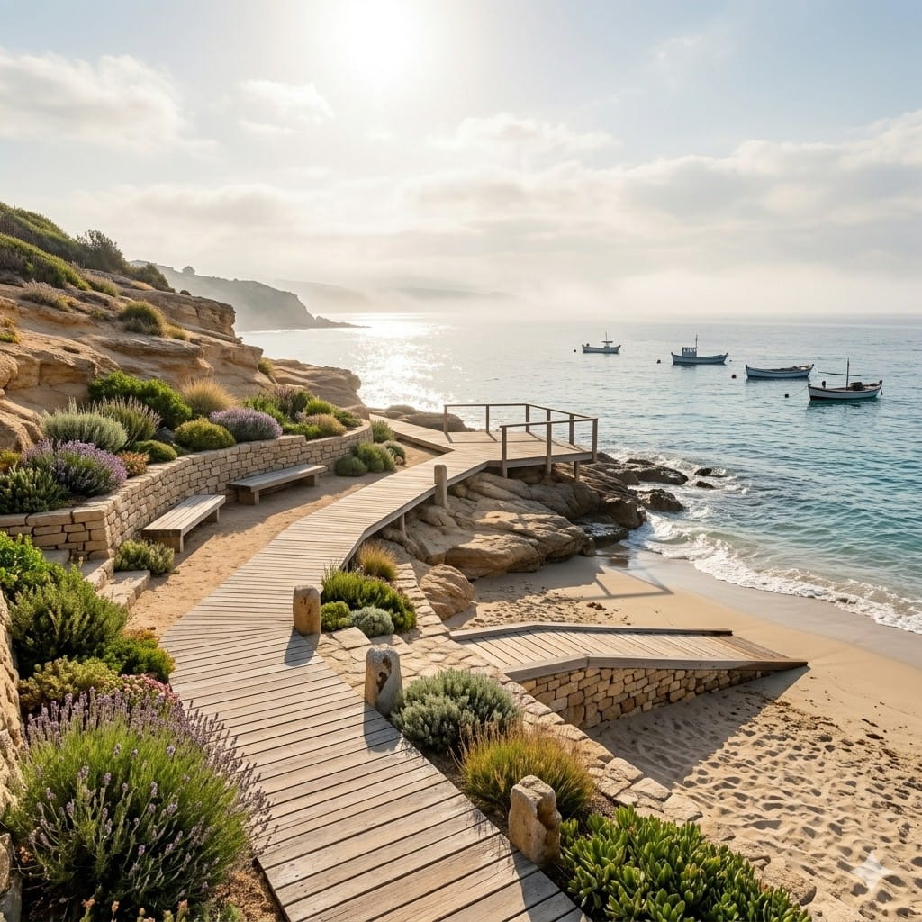 Paesaggio di mare e architettura del verde