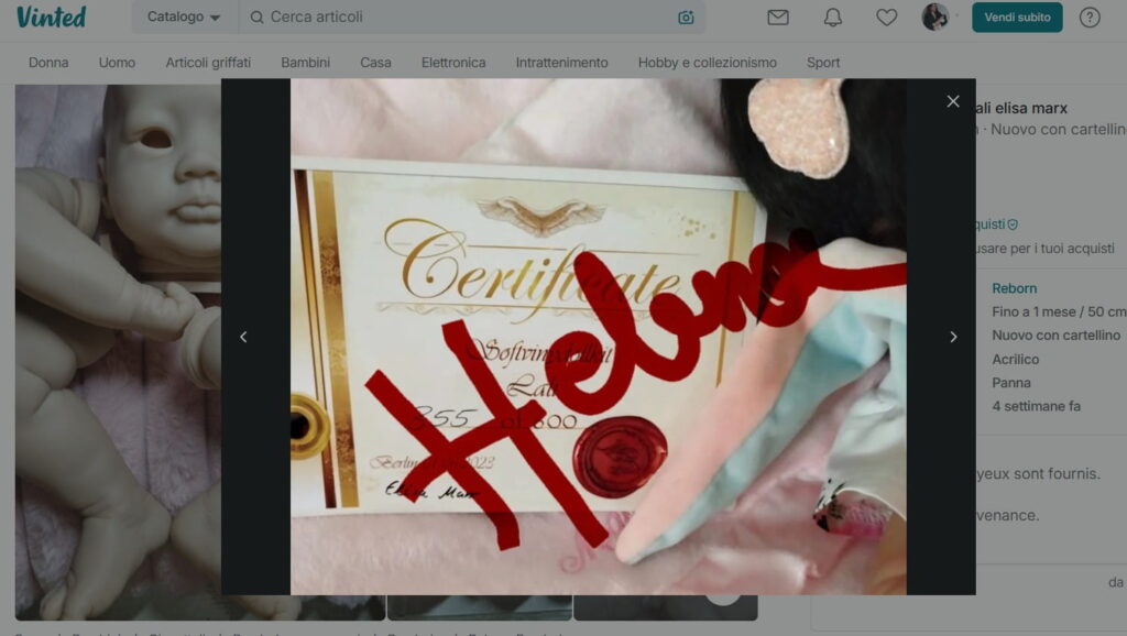 Certificato Lali Elisa Marx foto di vinted